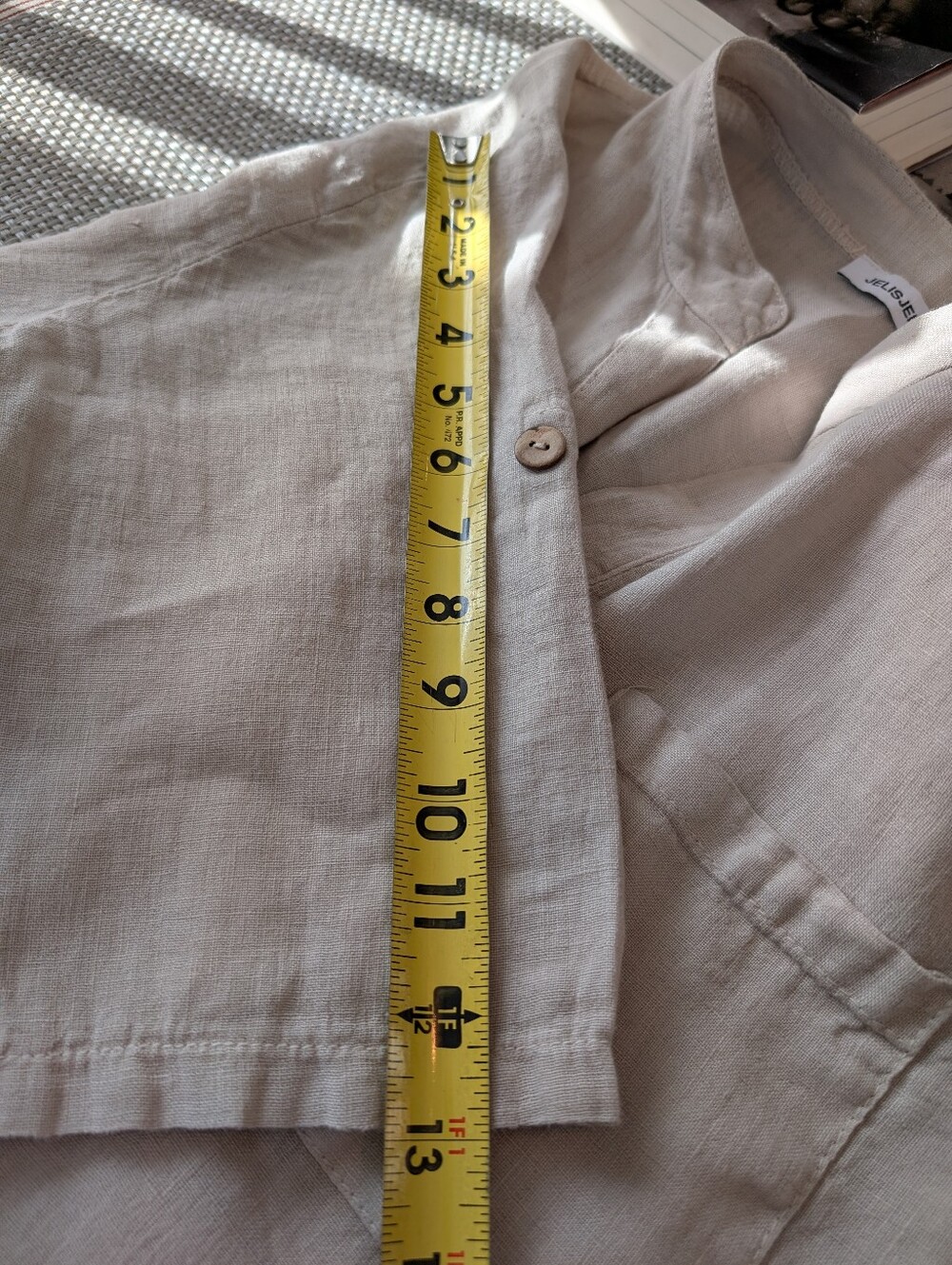 100% Linen Boxy Top,Sand Color - Picture 7 of 8